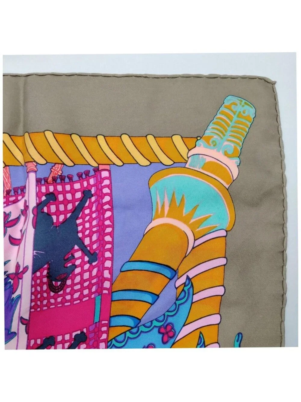 Hermès Paris Les Bannières Silk Scarf 90 Carré Purple Pink Blue Authentic